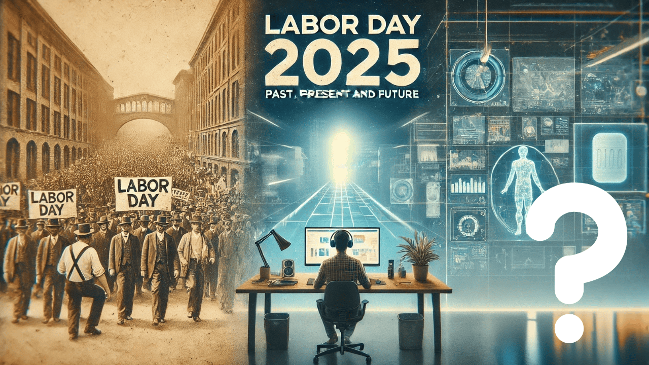 Happy Labor Day 2025! Image created by OnYourMark.com using DALL-E with modifications in Canva.com